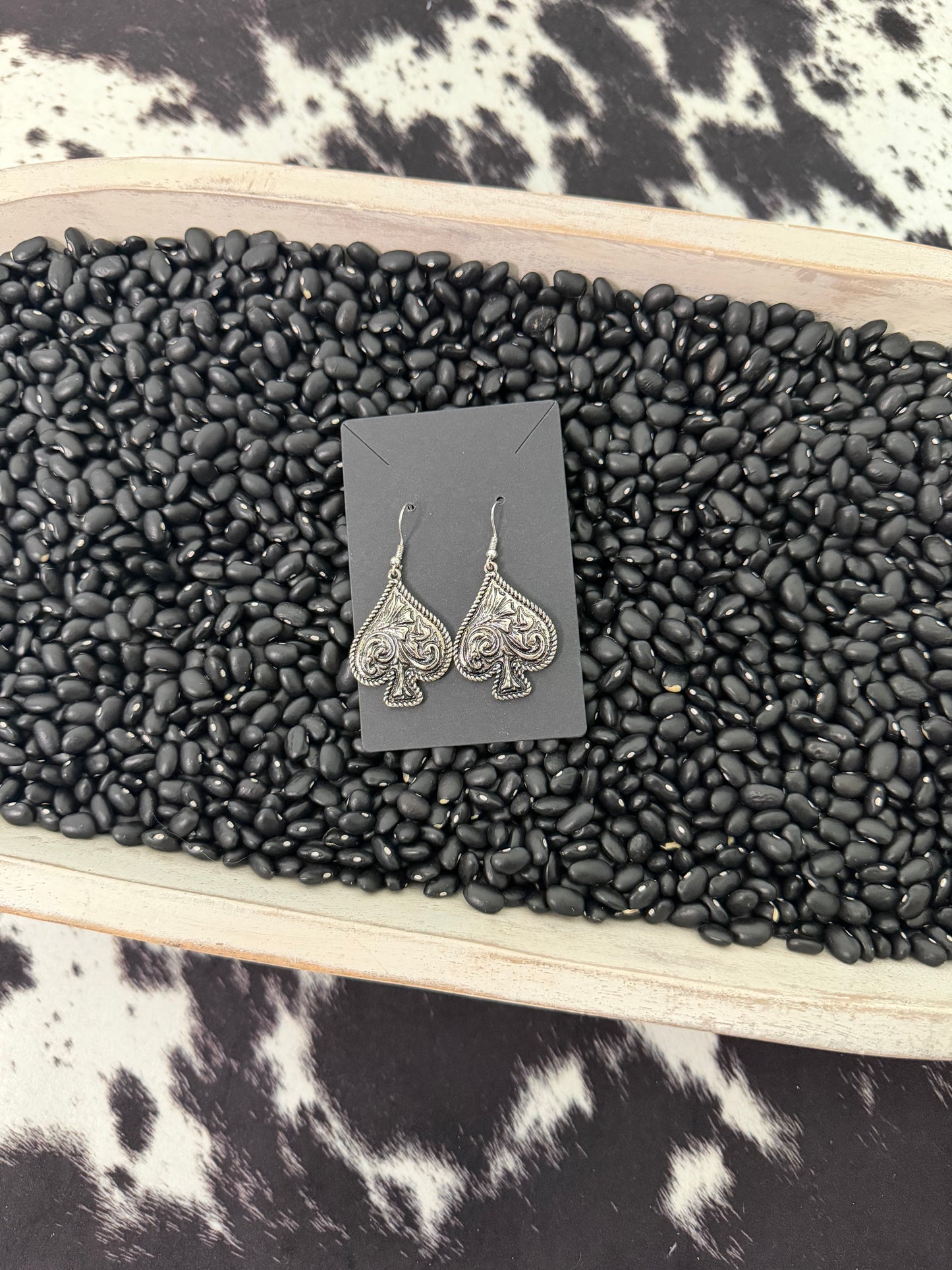 Tooled Spade Earrings