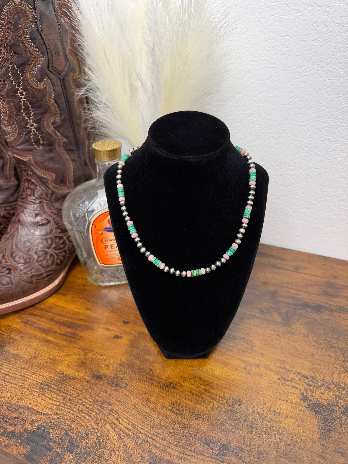 Turquoise & Pink Opal Necklace