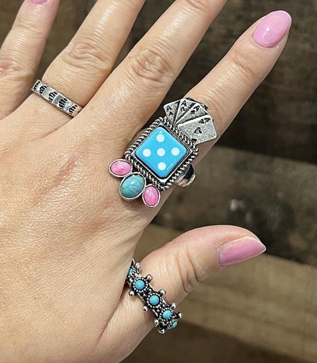 Play Your Hand Ring (blue)