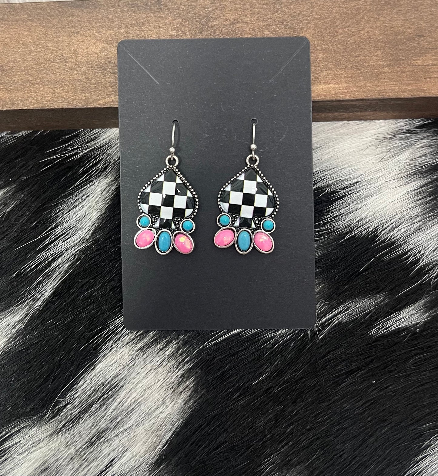 Checkered Spade Earrings