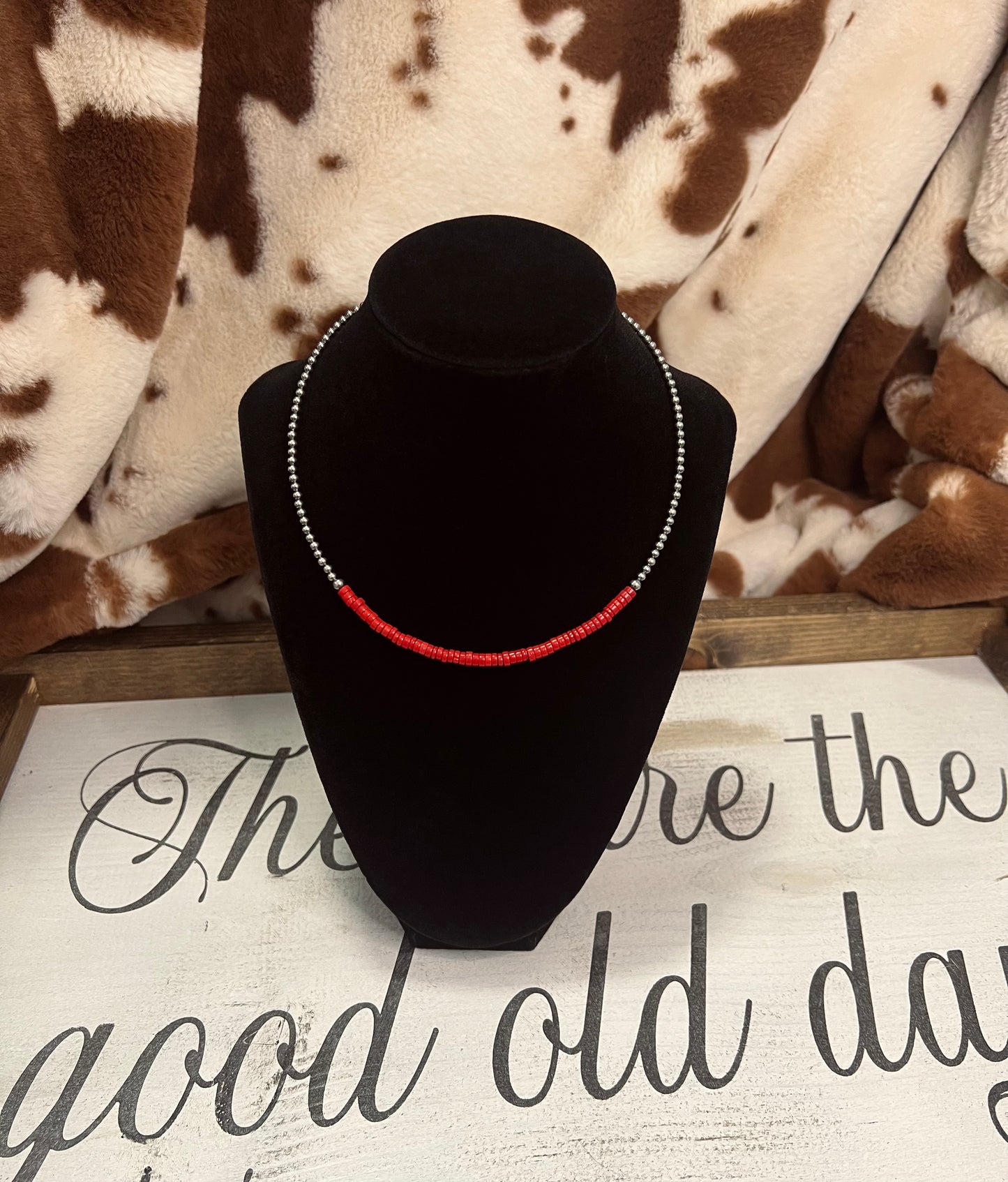Sterling Silver & Heishi Necklace