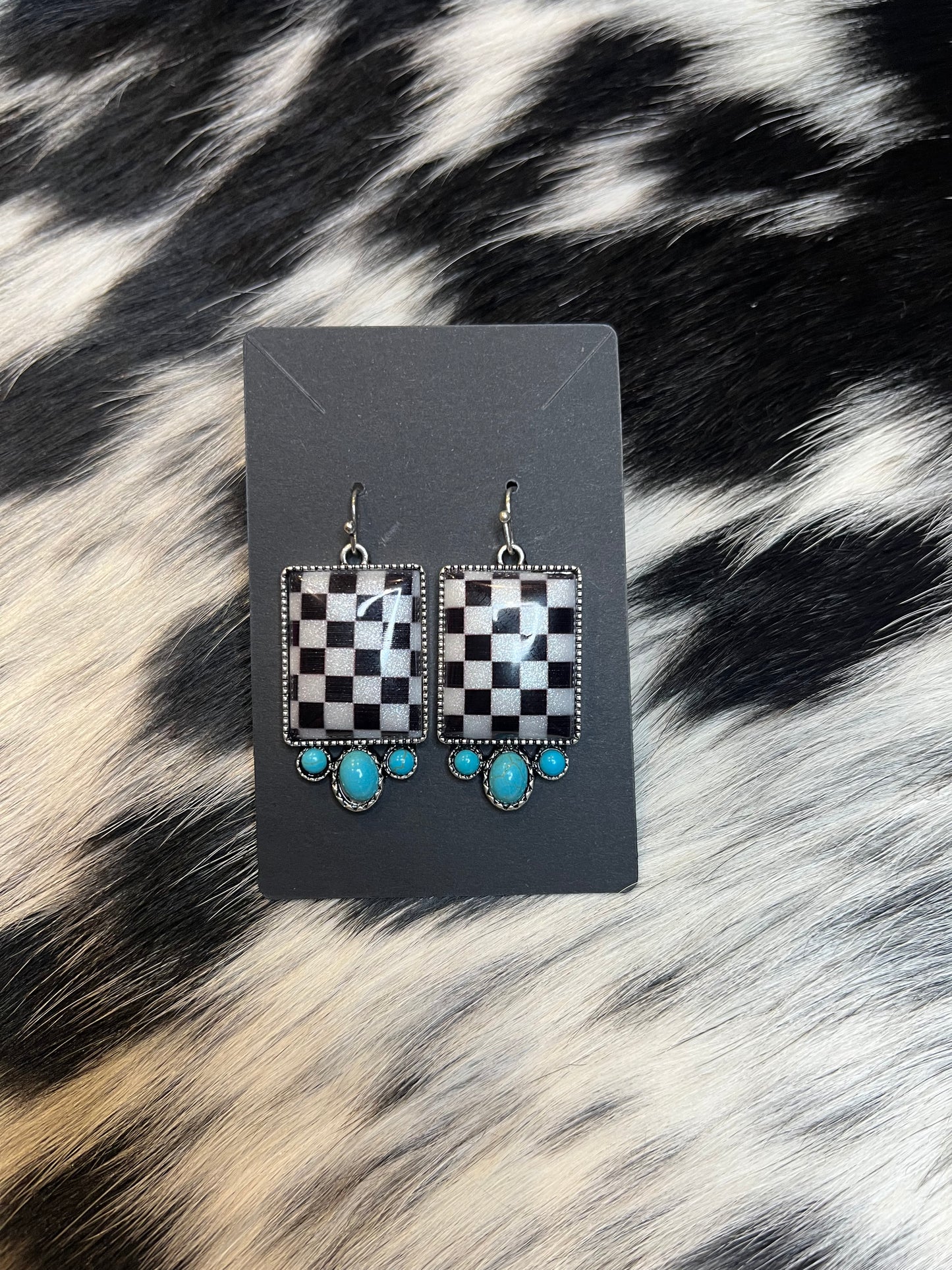 Checkered Turquoise Earrings