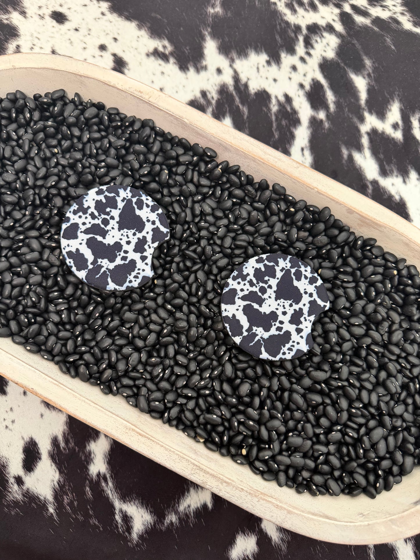 Cow Print Car Coaster