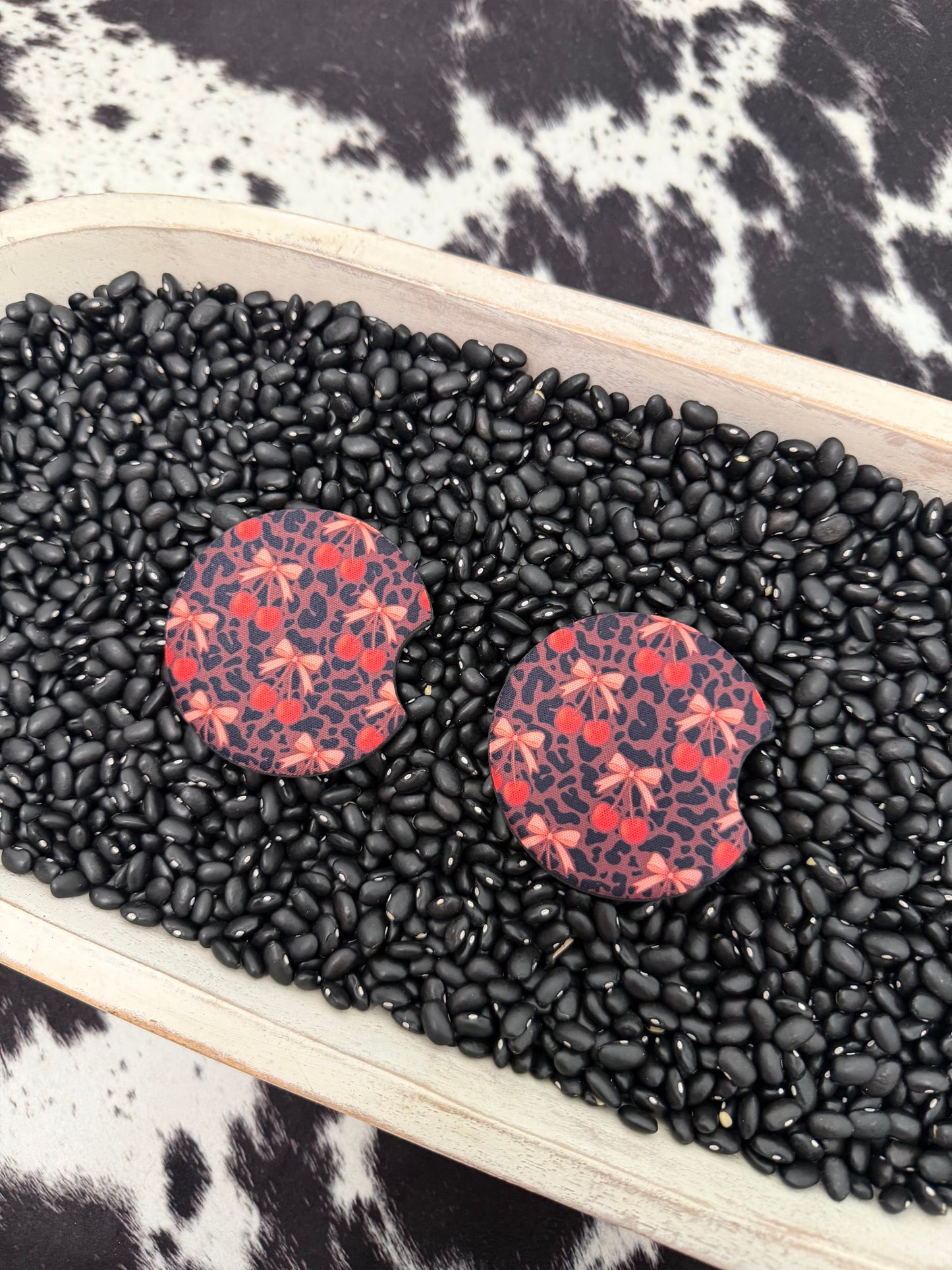 Leopard Cherry Car Coasters
