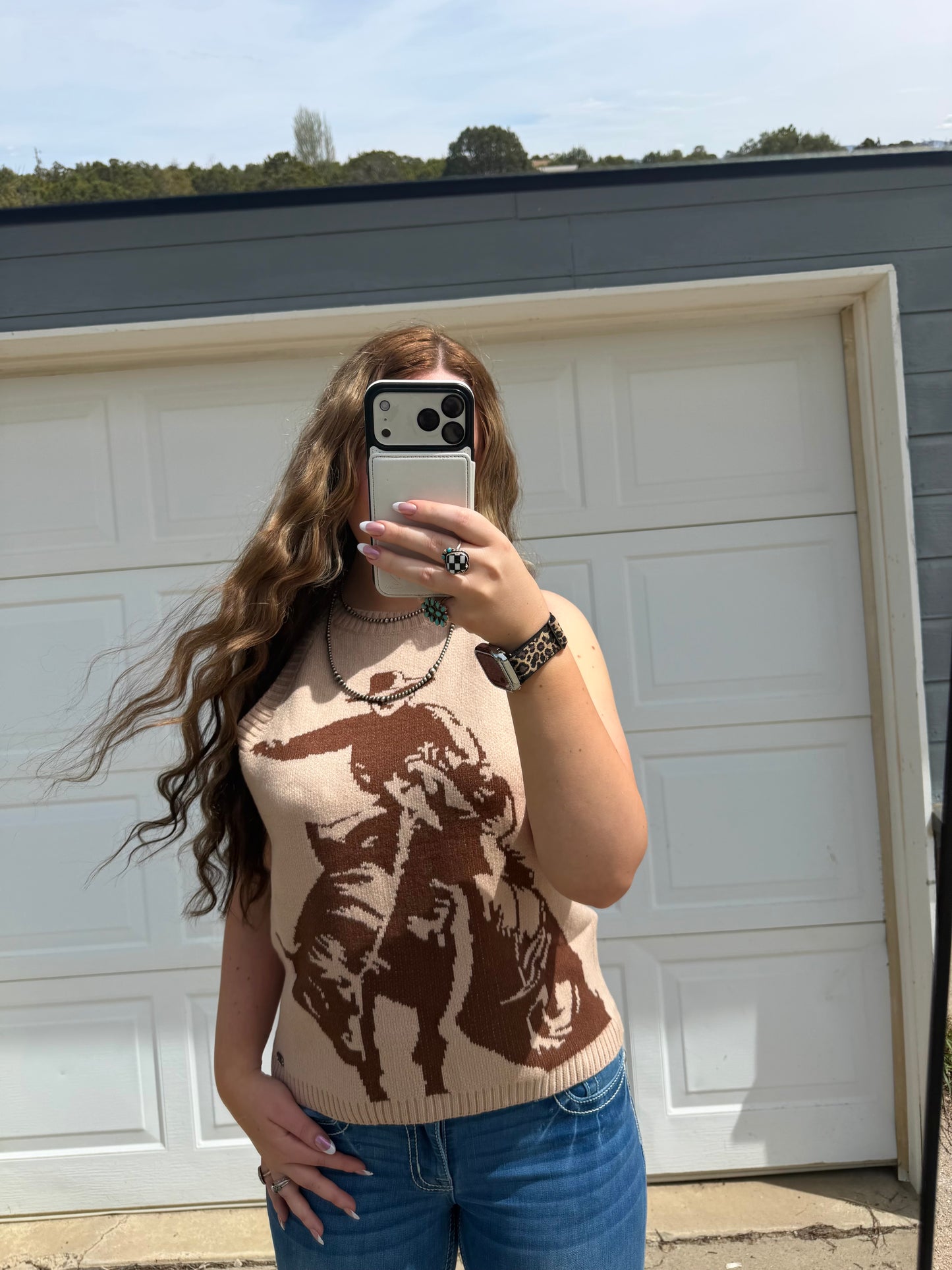Western Cowboy Sleeveless Knit Tank Top