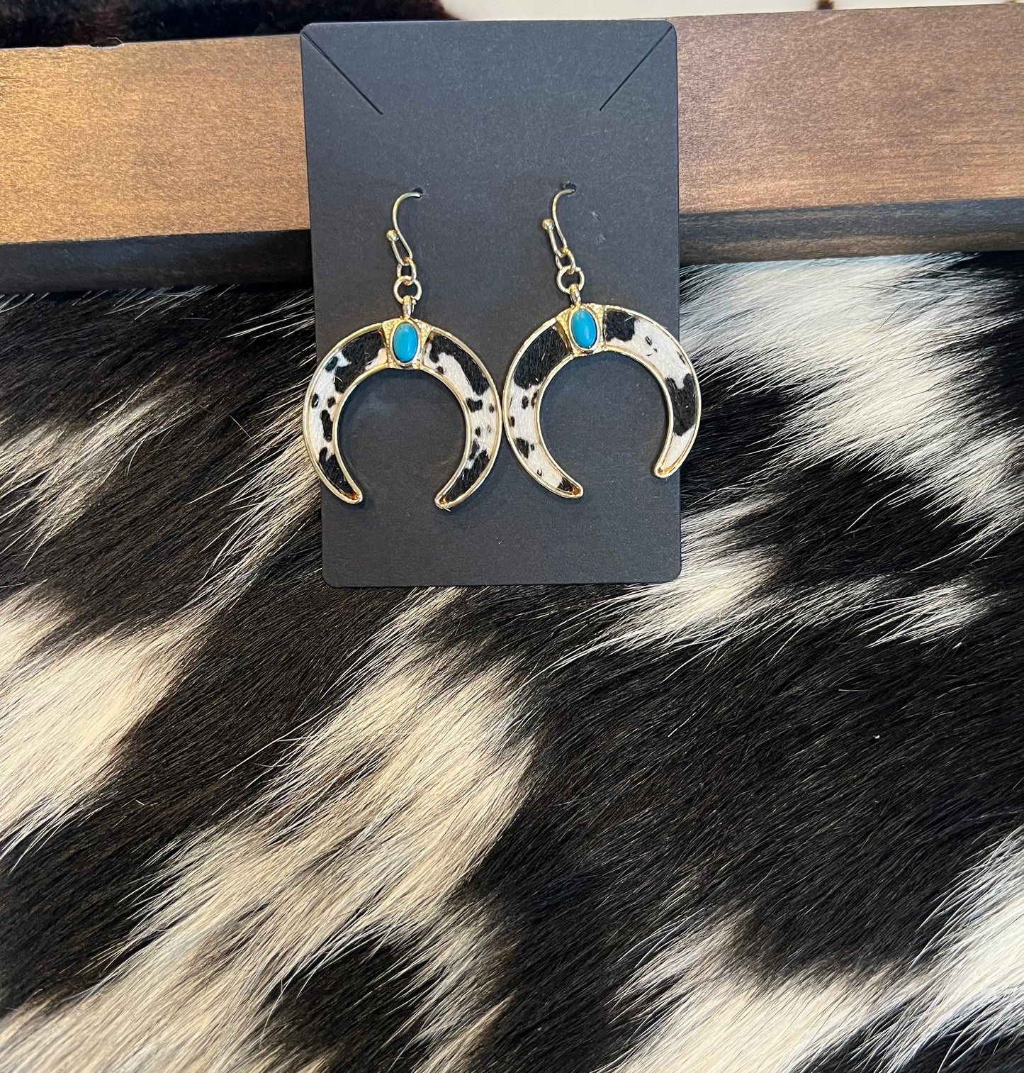 Gold Cowhide Earrings