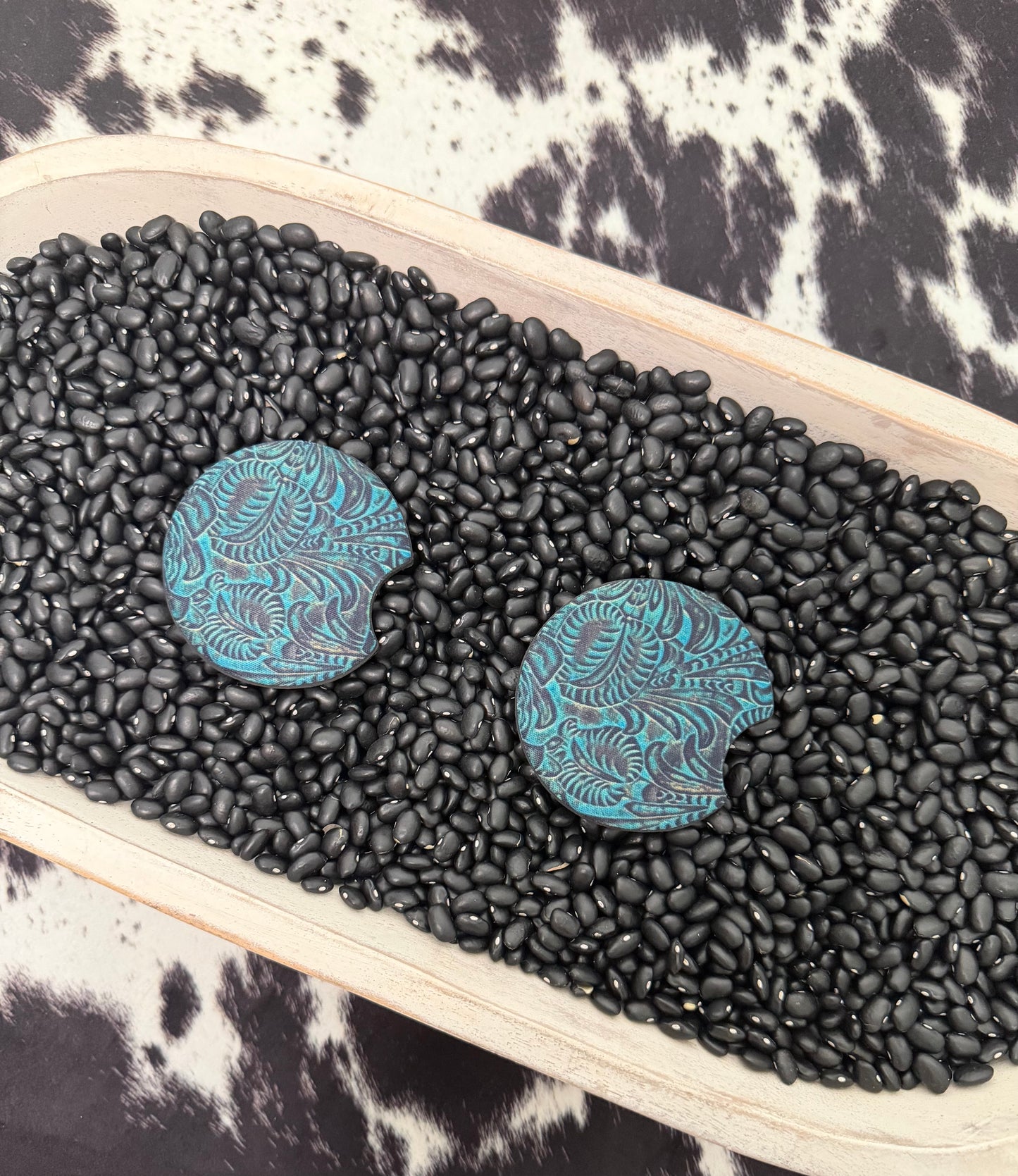 Tooled Turquoise Car Coasters