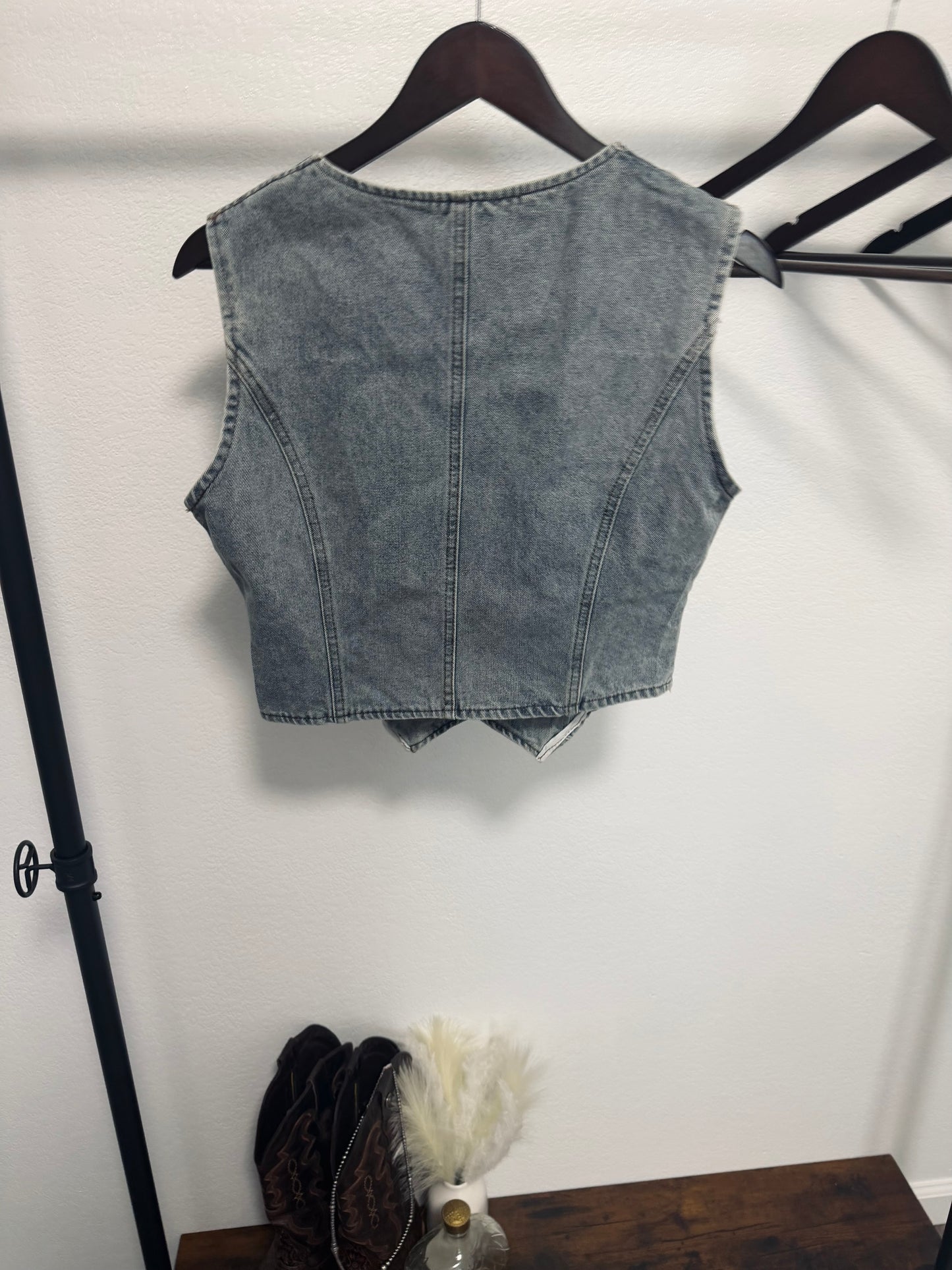 Silver Studded Denim Vest
