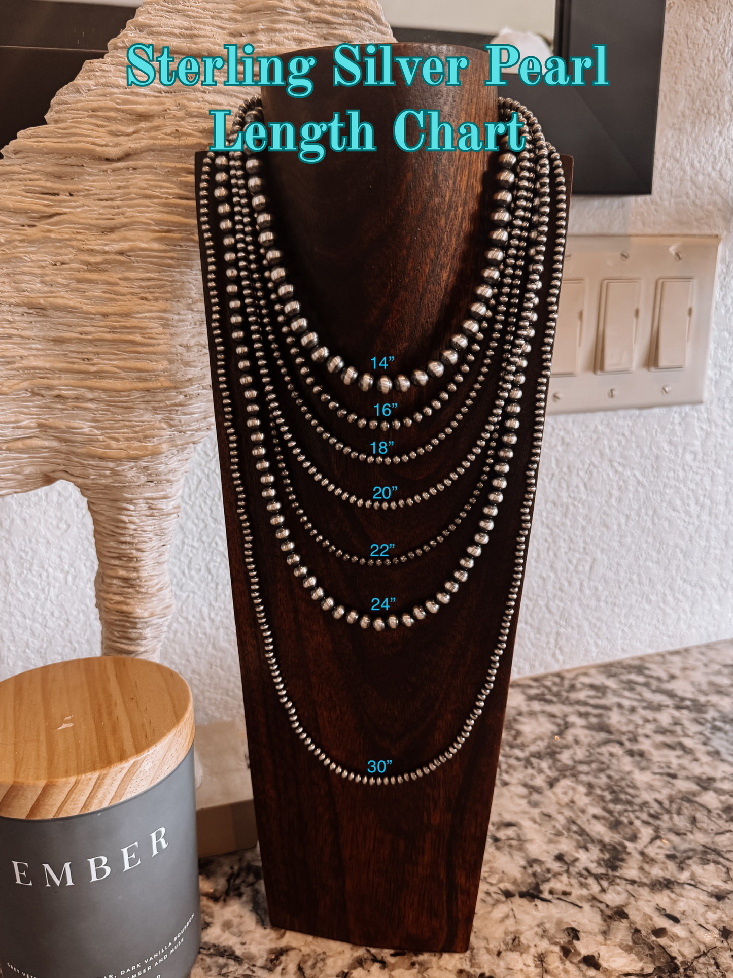 8mm Sterling Silver Pearl Necklace 16"-24"