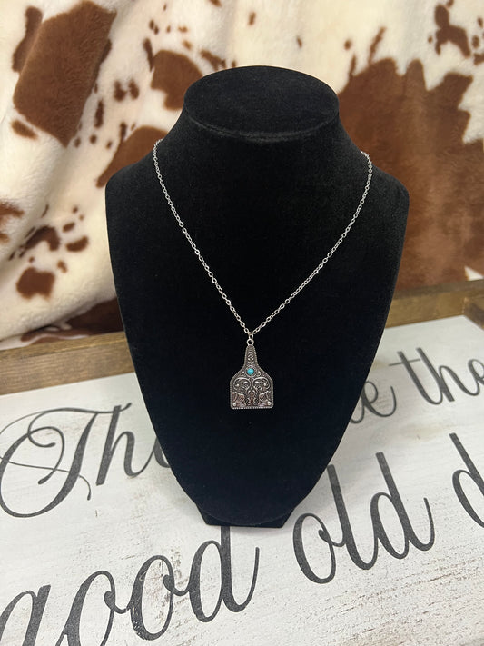 Tooled Tag Necklace
