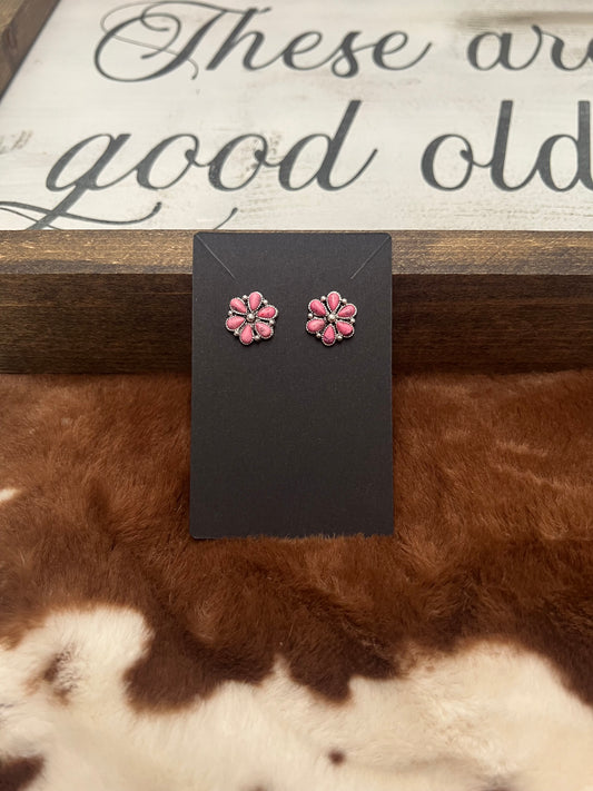 Pink Flower Studs