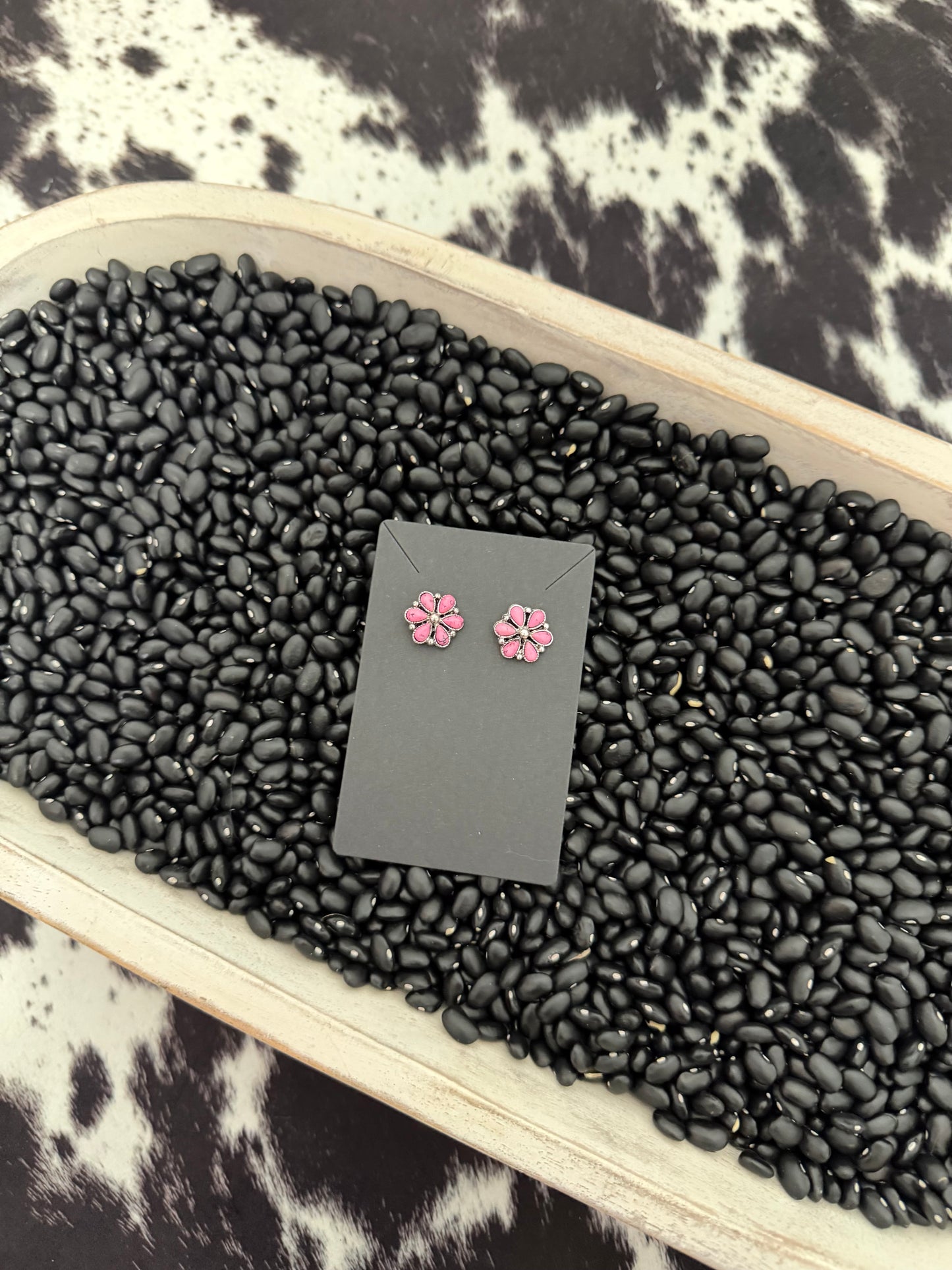 Pink Flower Studs