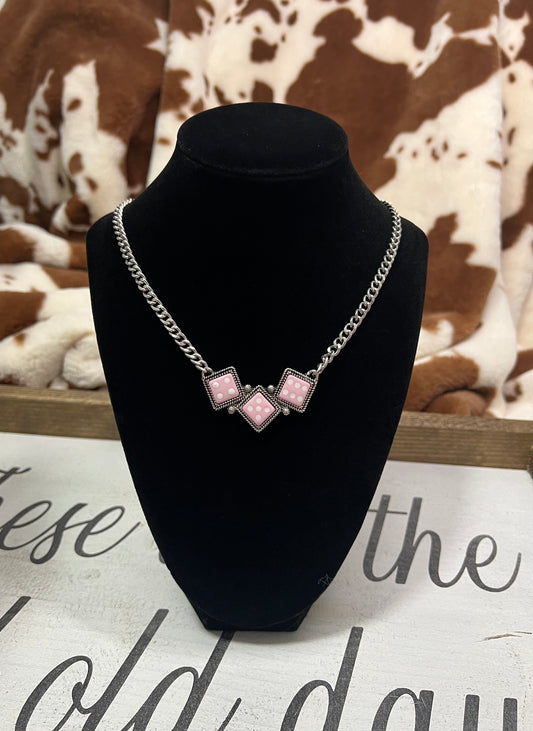 Pink Dice Chain Necklace