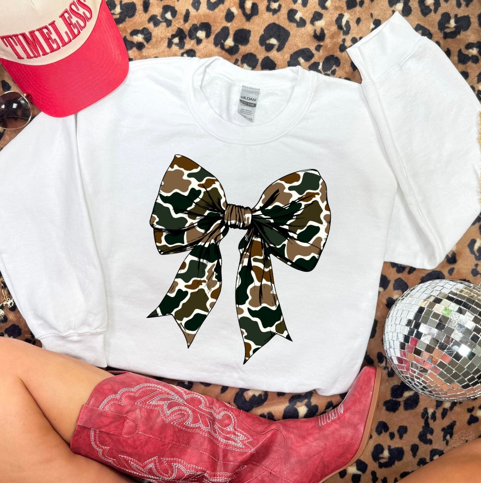 Camo Coquette Crewneck