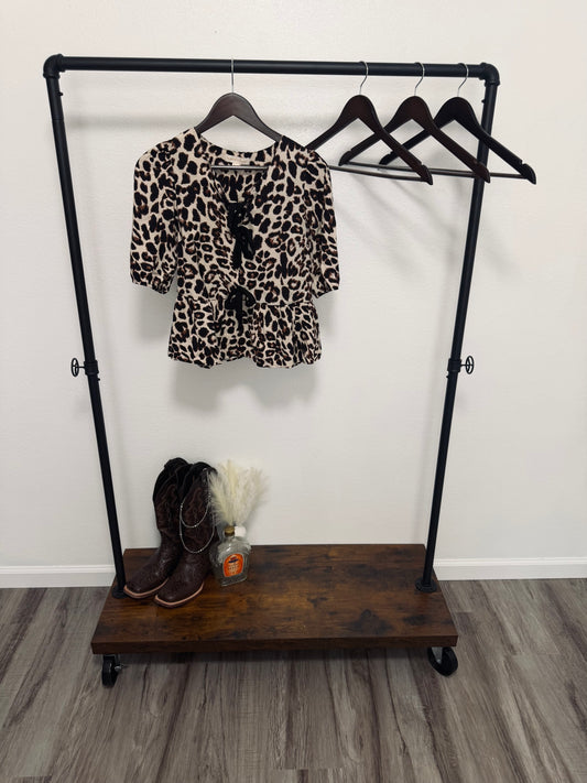 M Cheetah Tie Top