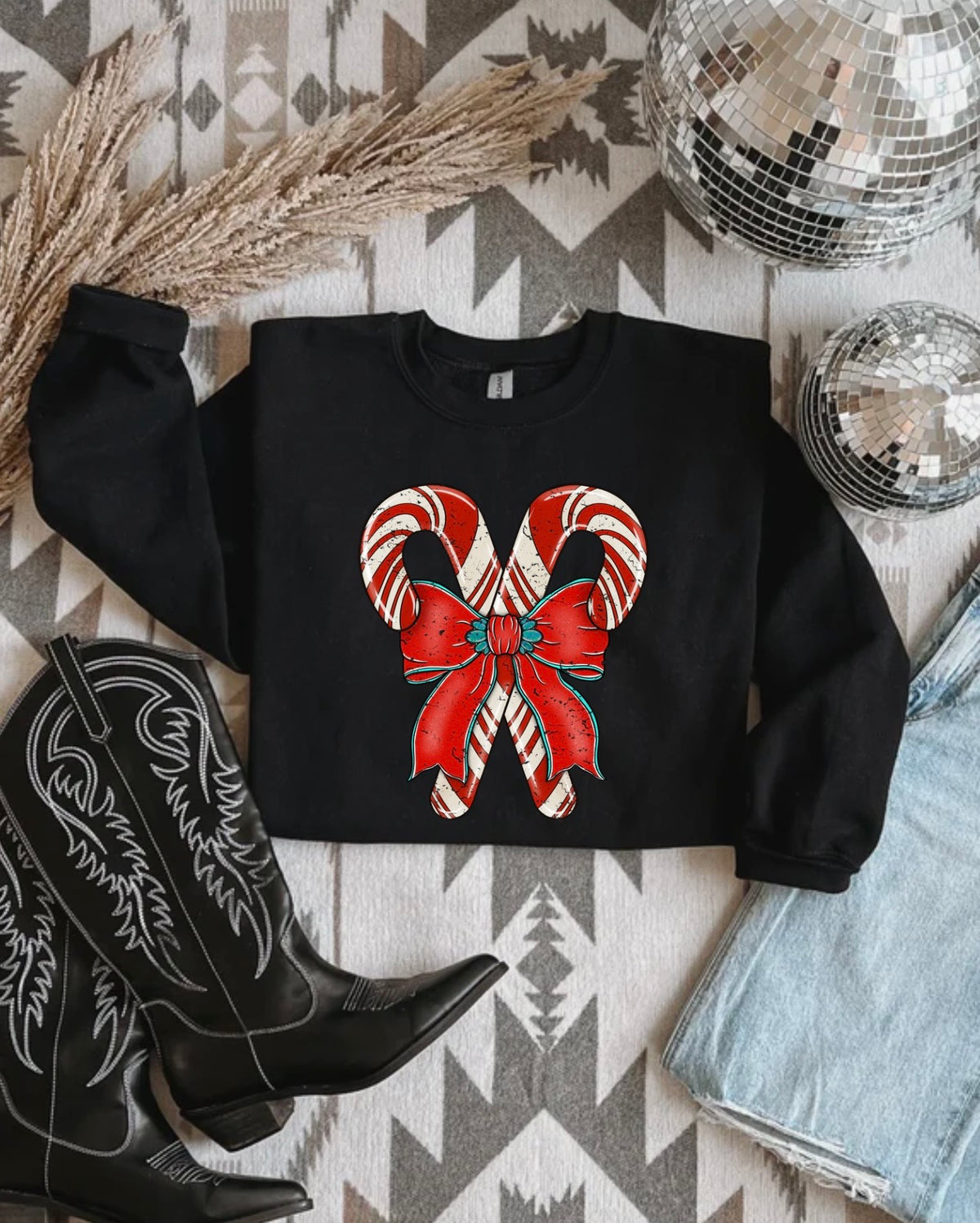 Cowgirl Candy Cane Crewneck
