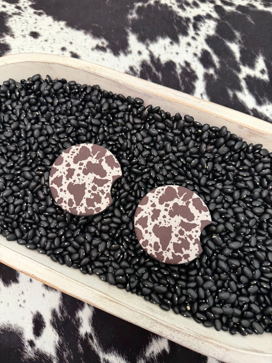 Cow Print Car Coasters