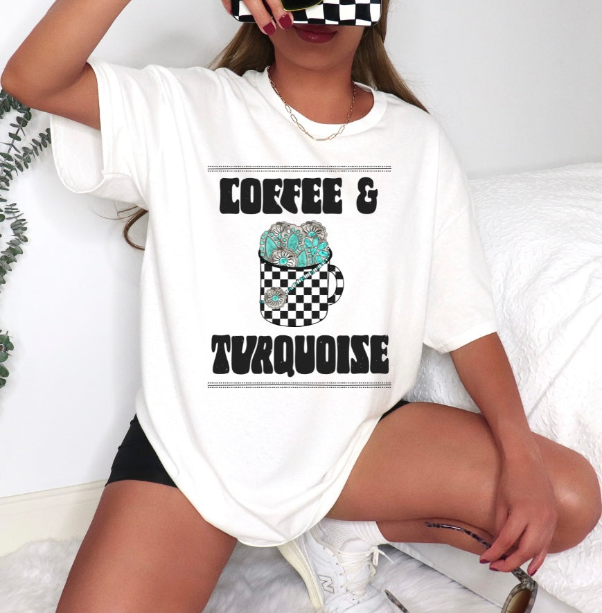Coffee & Turquoise Graphic Tee