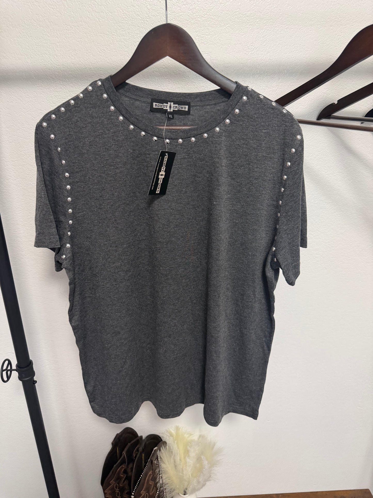 XL Silver Studded Tee