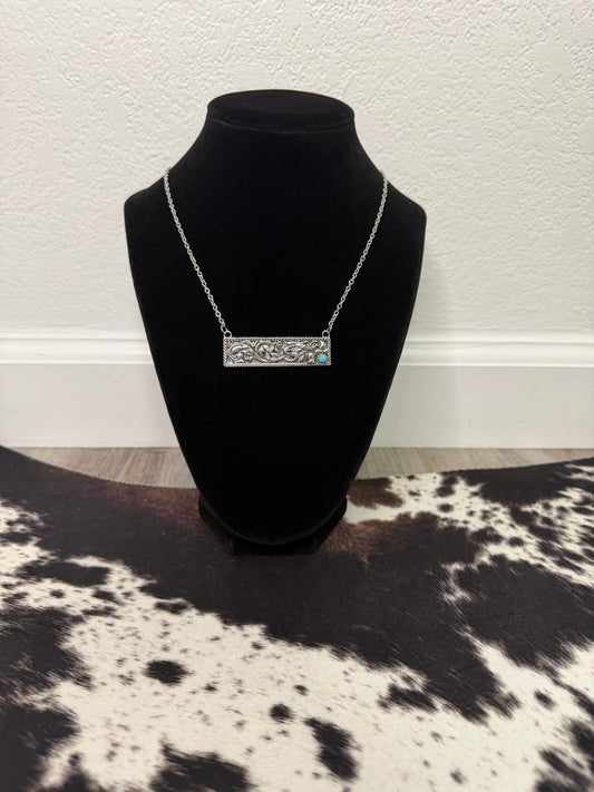 Large Tooled Bar Necklace