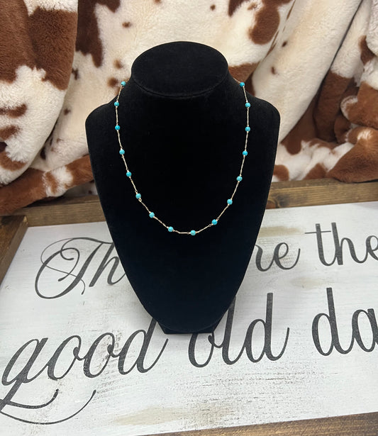 Dainty Gold & Turquoise Necklace