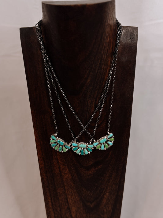 Yantis Turquoise Half Cluster Necklace