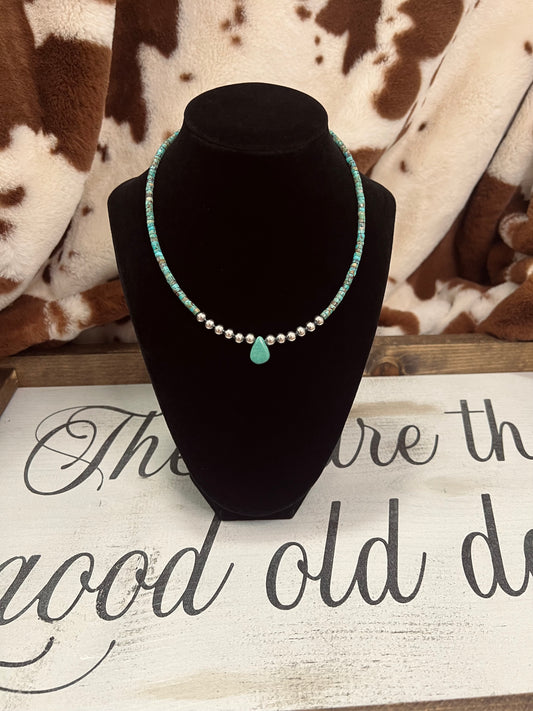 Sterling Silver Turquoise Tear Drop Choker