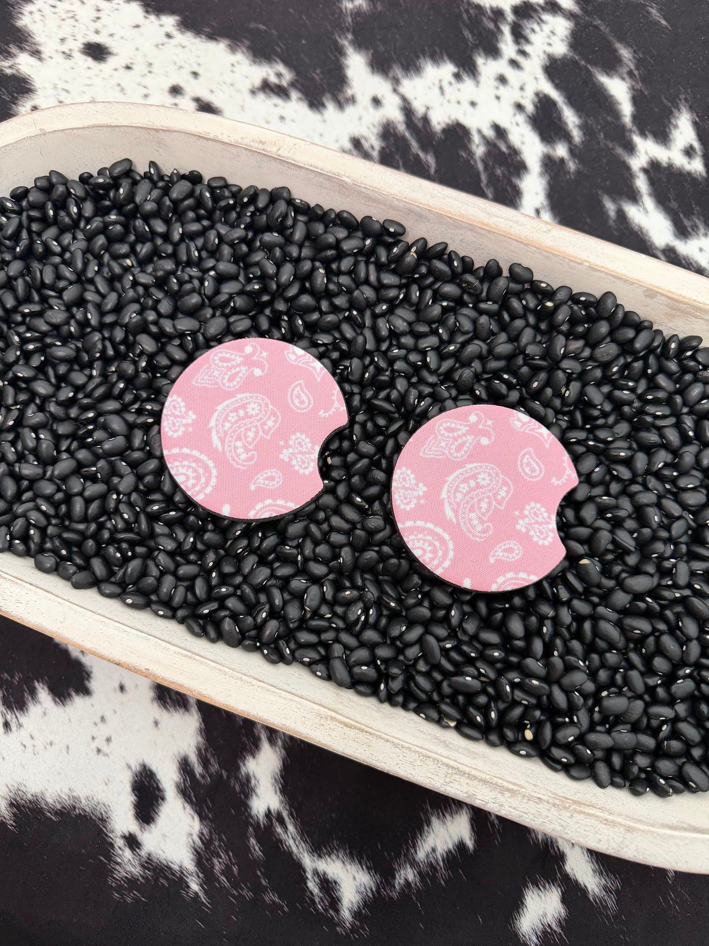 Pink Paisley Car Coasters