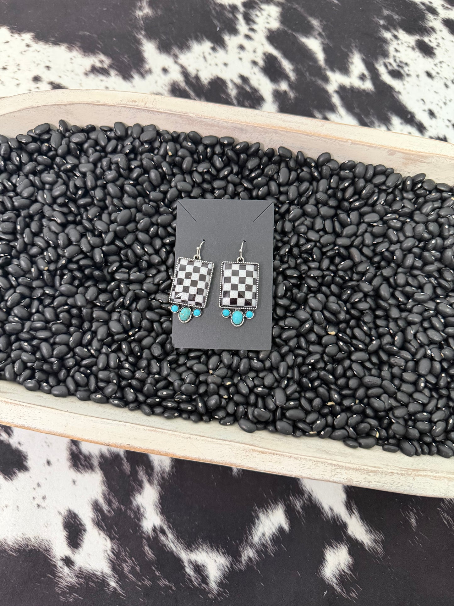 Checkered Turquoise Earrings