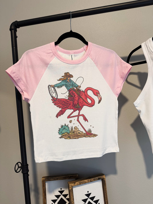 Cowgirl Flamingo Baby Tee