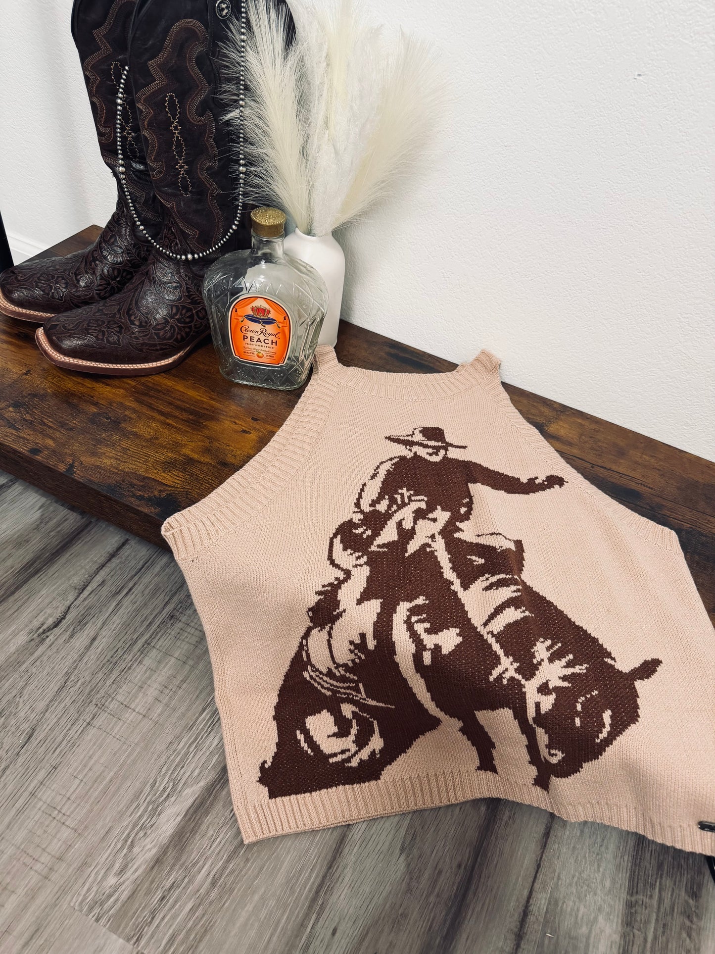Western Cowboy Sleeveless Knit Tank Top
