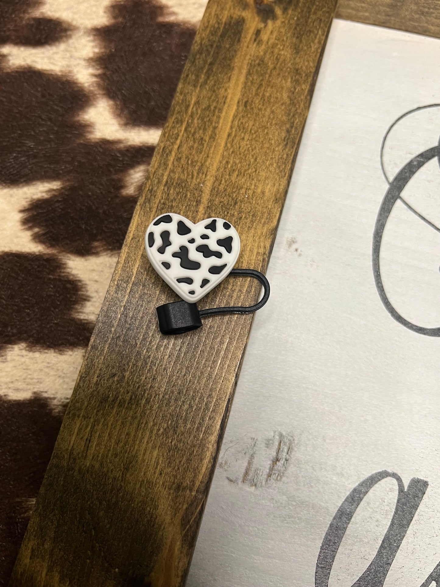 White Heart Straw Topper