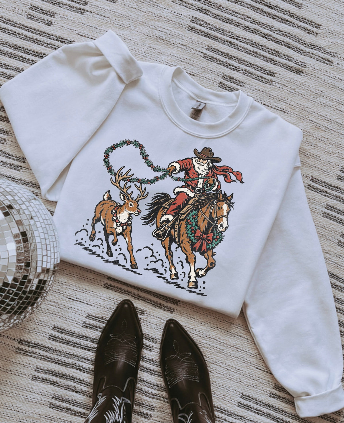Roping Santa Crewneck