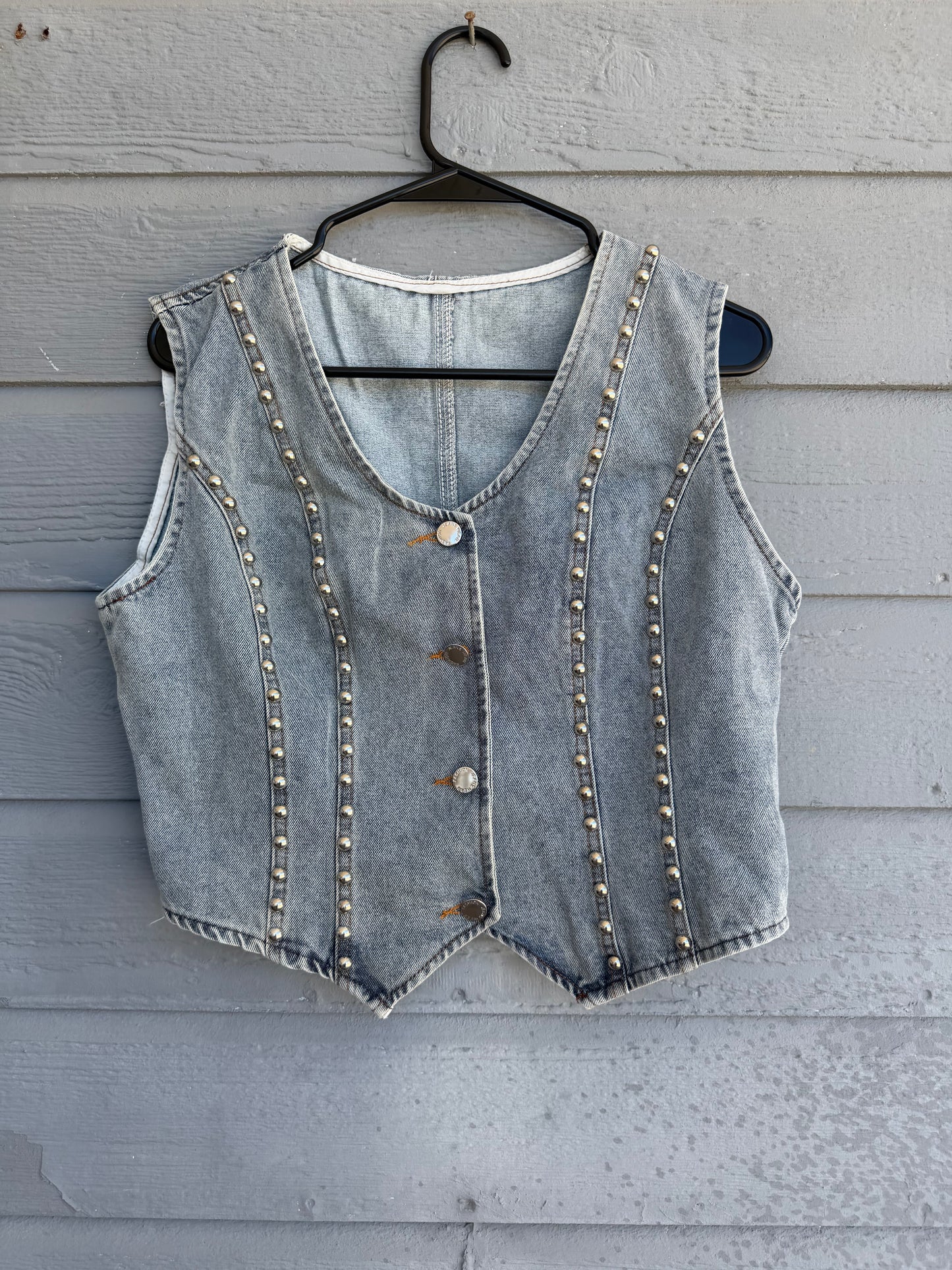 Silver Studded Denim Vest