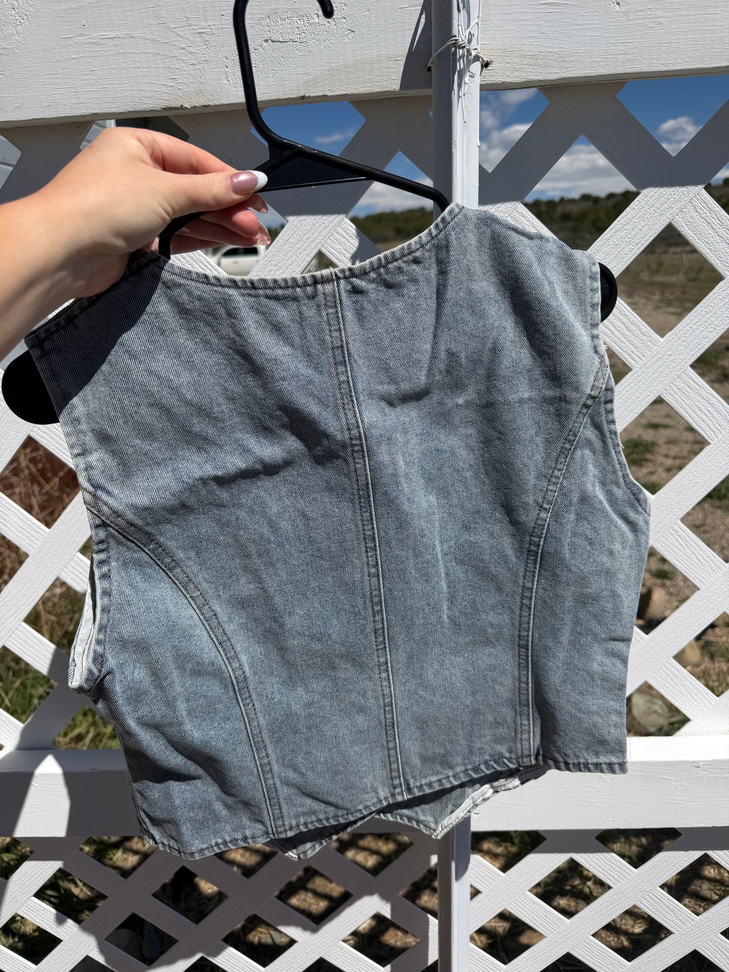 Silver Studded Denim Vest
