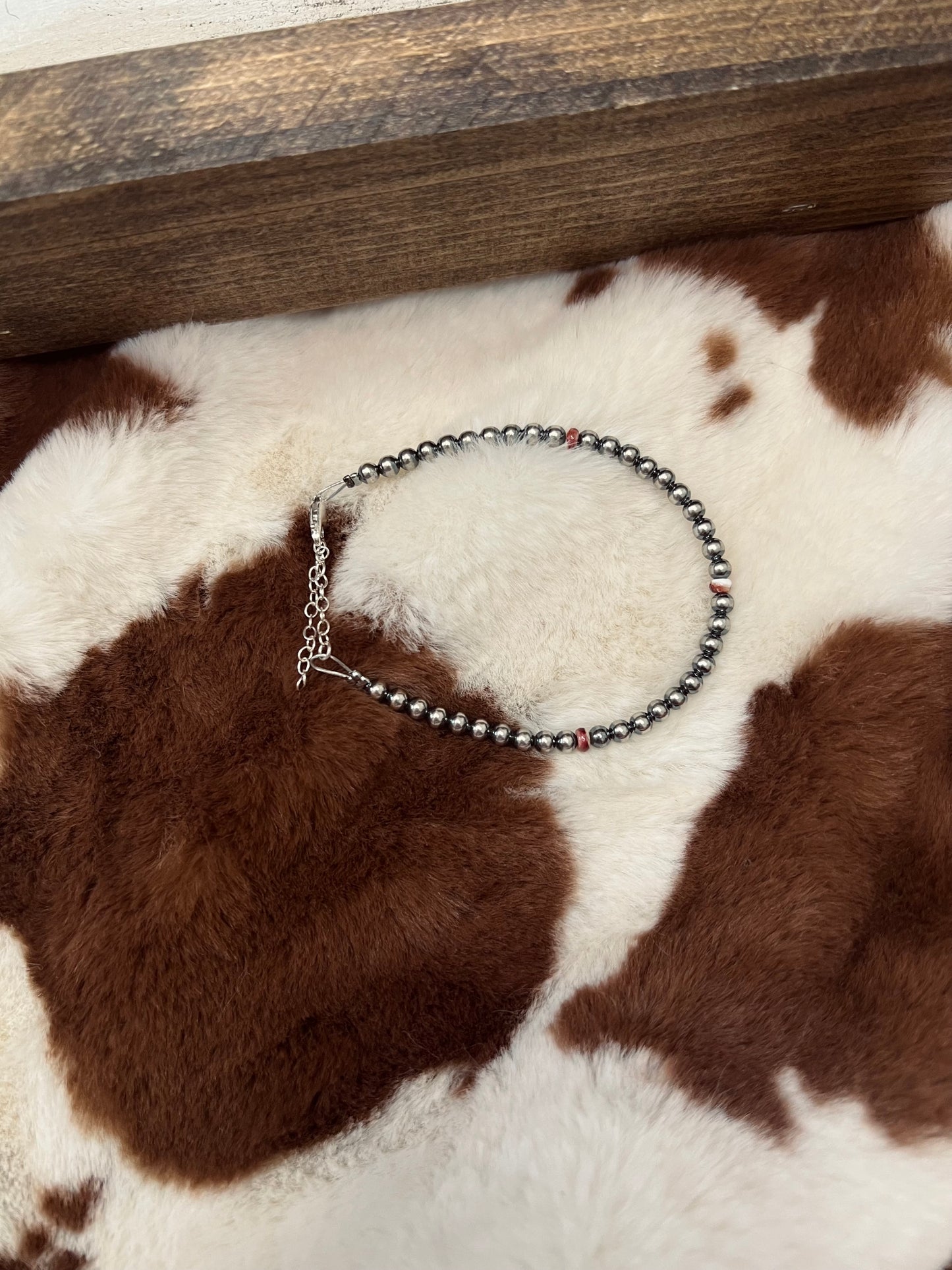 Sterling Silver & Orange Spiny Bracelet