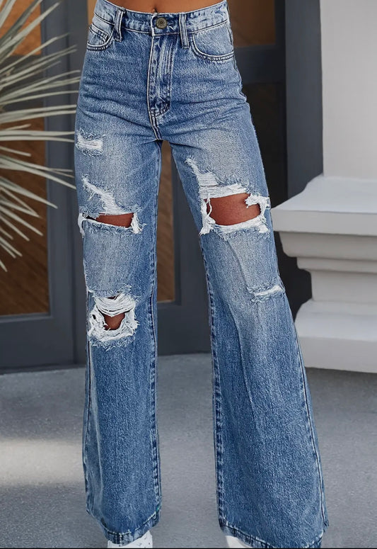 Acid Wash Wide Leg Jeans