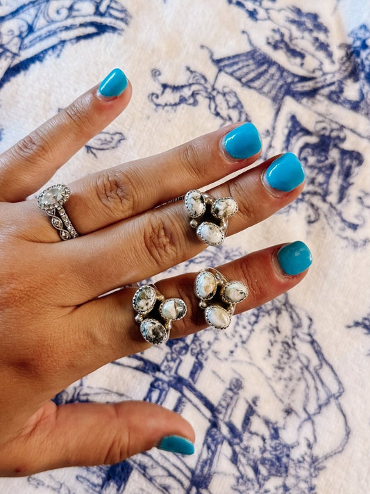 Lindale White Buffalo 3 Stone Ring